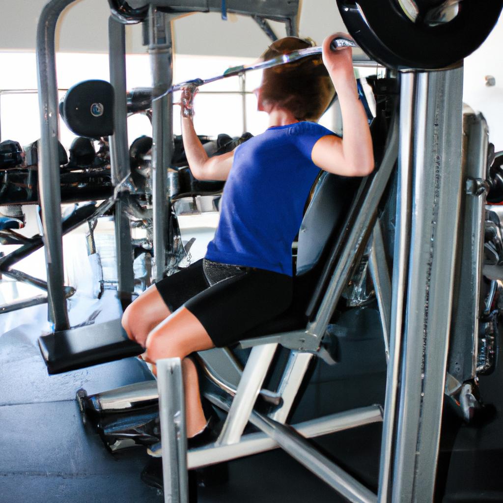 Person exercising in a gym