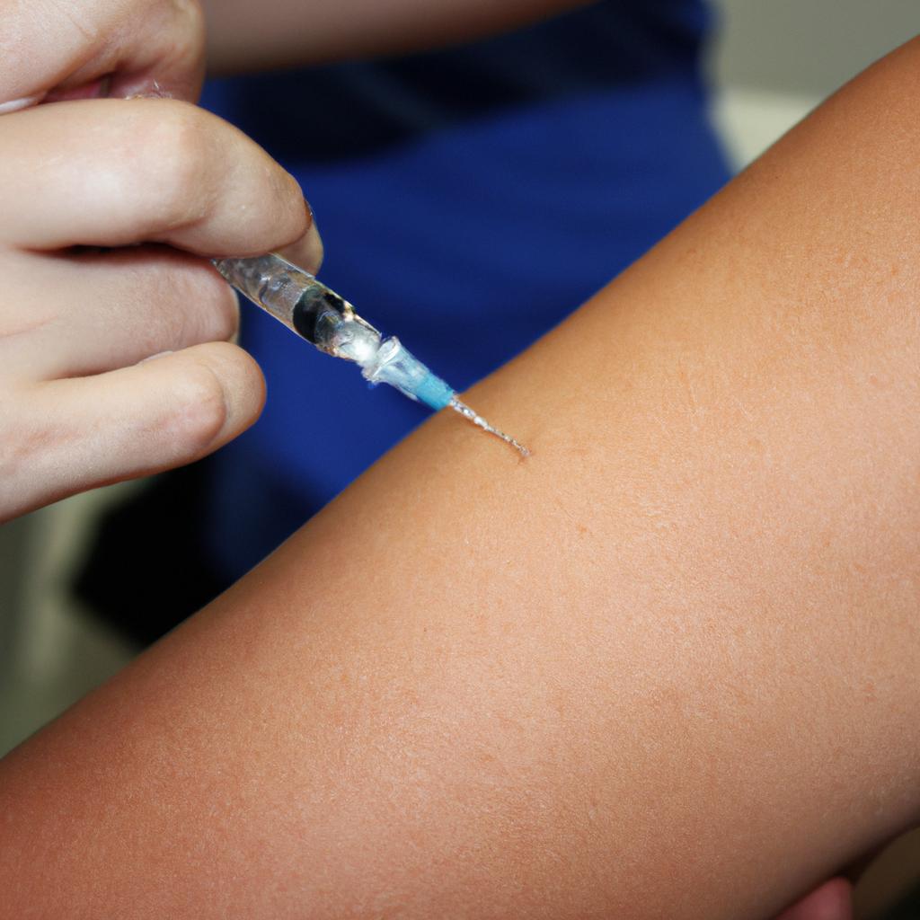 Person receiving a vaccine injection